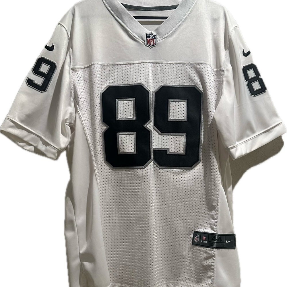 NFL White and Black Jersey with V-Neck and Mesh Fabric
